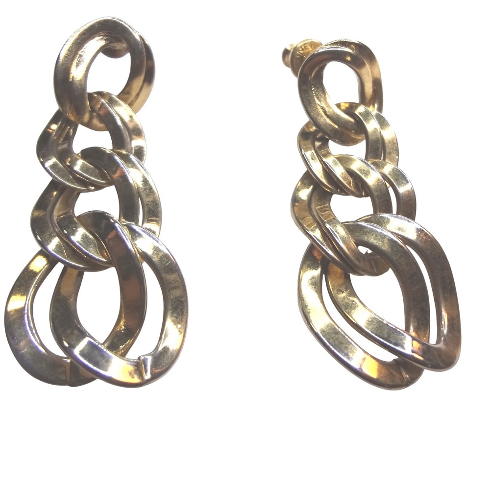 Monet Drop Earrings Gold Excellent Tiered Chain Link Statement Vintage